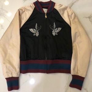 Wilfred Free Black Bomber Jacket + Cream Sleeves